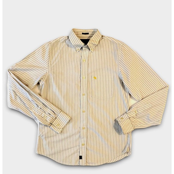 abercrombie & fitch muscle mens button down long sleeve shirt pinstripes medium - Picture 1 of 3